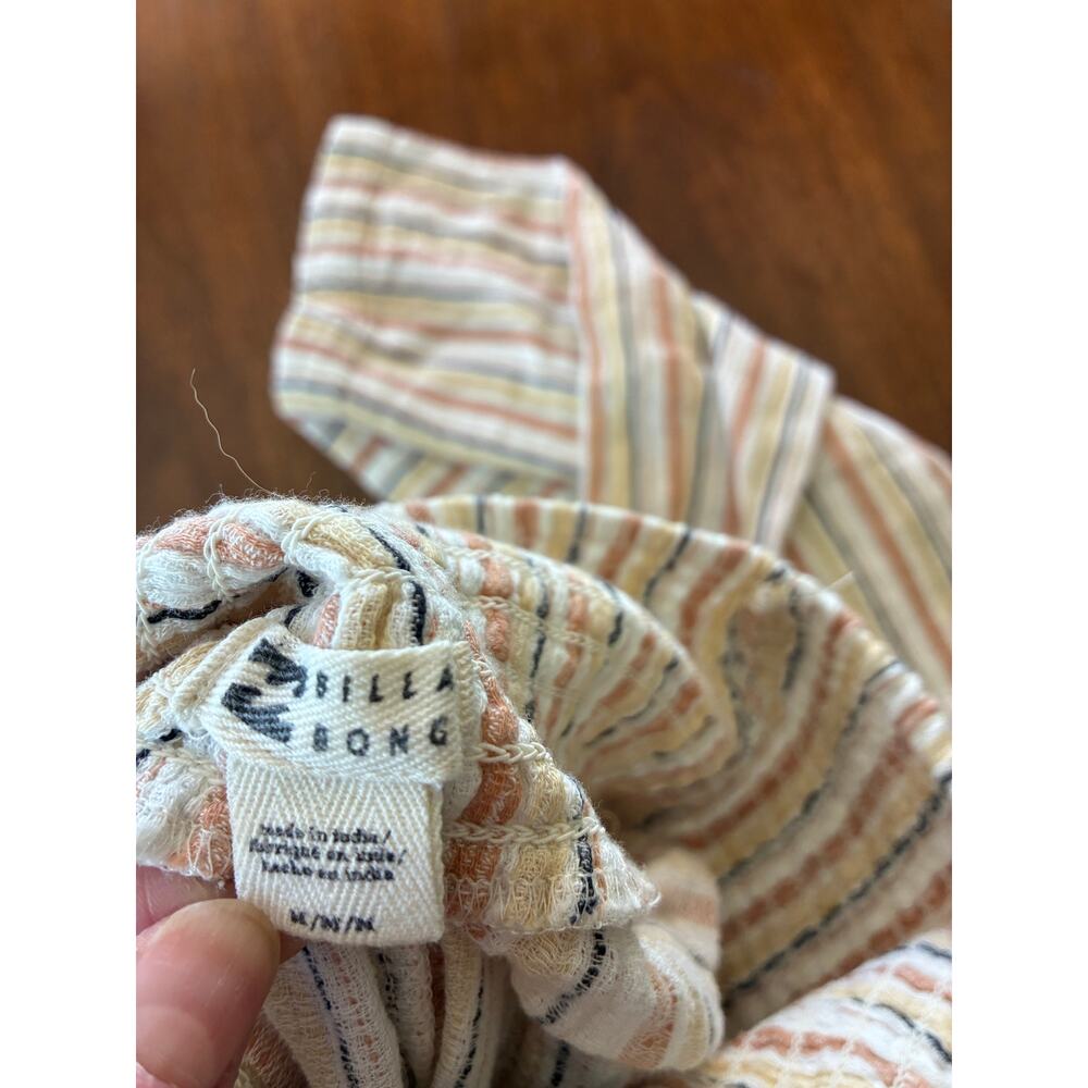 Billabong Pant Wide Leg New Waves Neutral Stripes Cotton Gauze Pockets Size Med - Picture 10 of 11